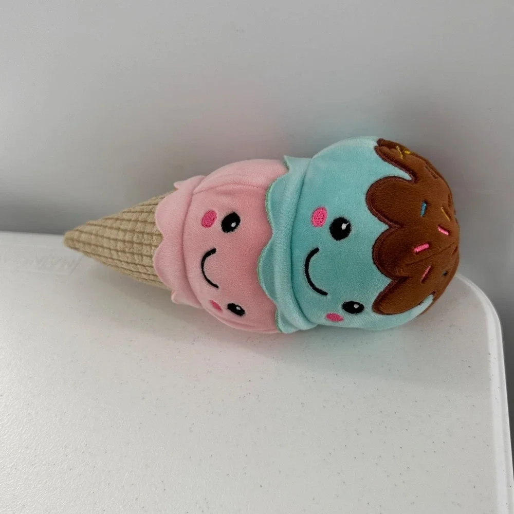 Walmart Plush Ice Cream Cone Toy For Kids - Pink & Blue‎ Smiling Scoops 10
